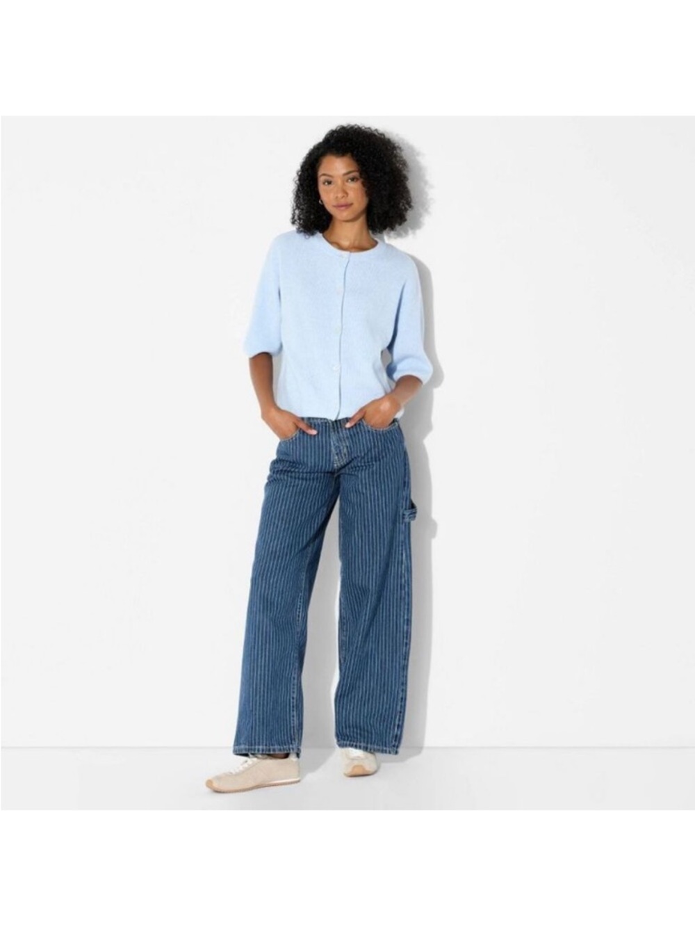 Wild Fable Pale Blue Short-Sleeve Button Cardigan